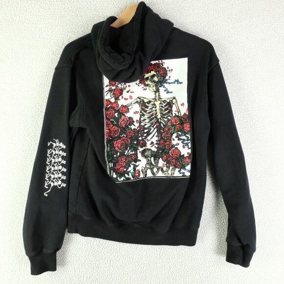 Grizzly Walking Dead Hoodie Womens Medium Black Skull & Roses Graphic Sweatshirt - Picture 6 of 11